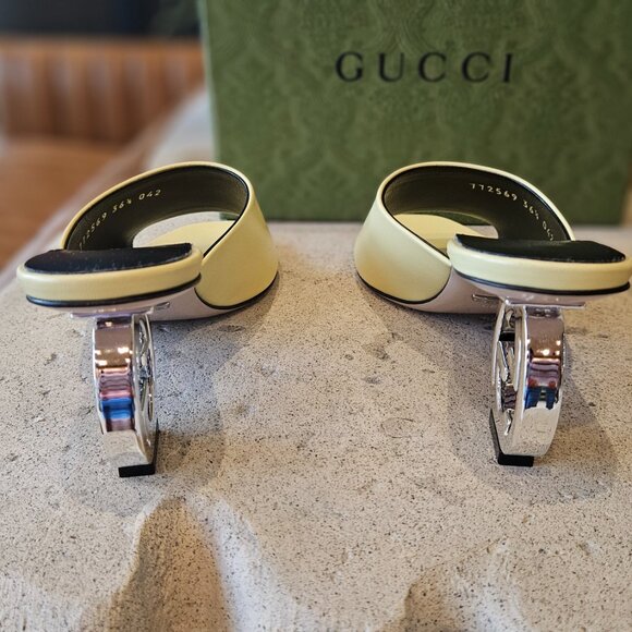Gucci Interlocking G Heel Sandal 772569 C9D00 - 7412 Light Yellow Size 36+ - Picture 4 of 13